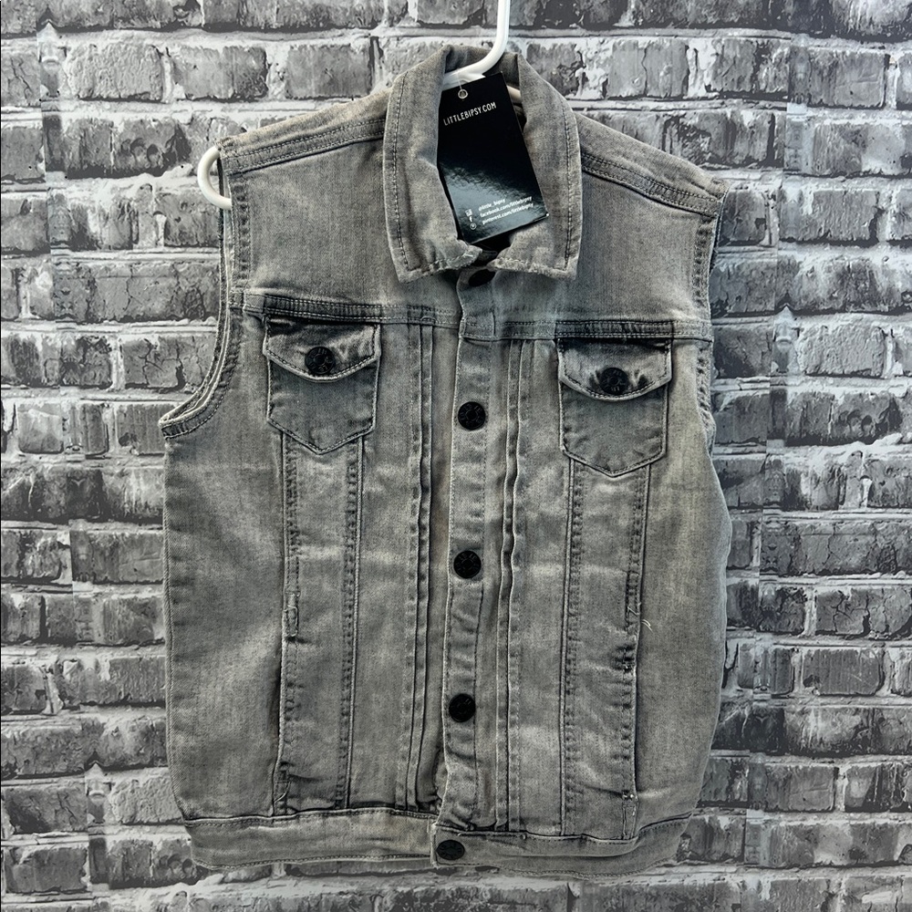 Boy's Little Bipsy Gray Denim Vest‎